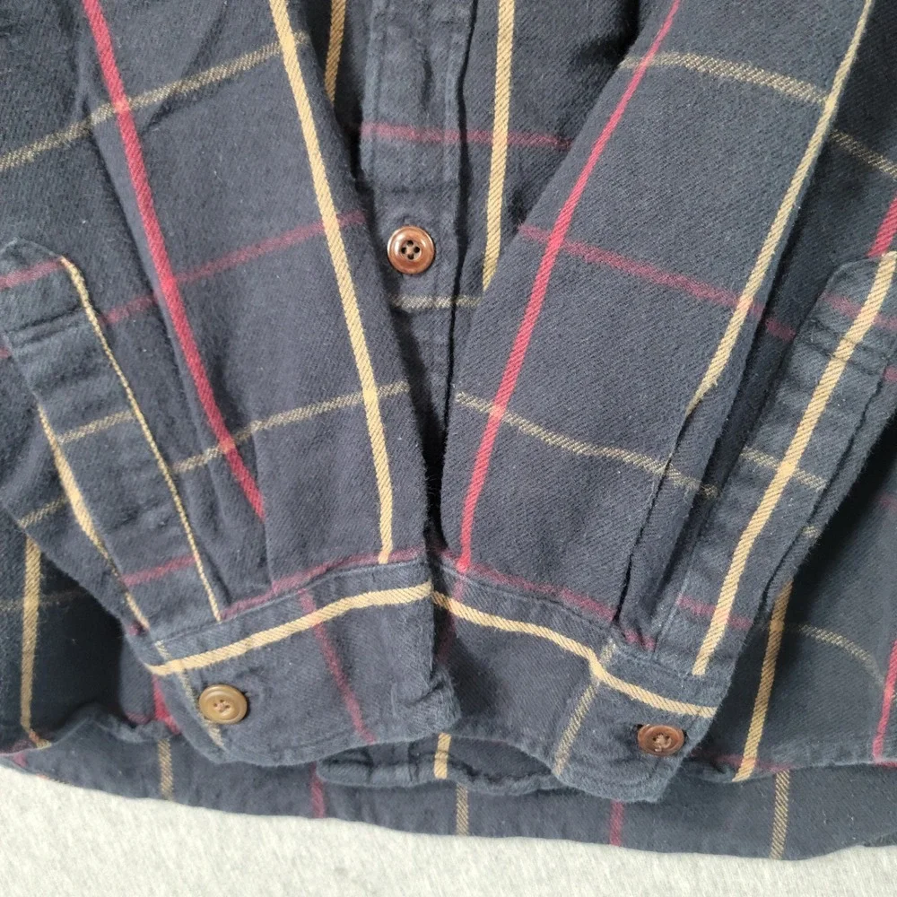J Crew Flannel Shirt Men Medium Tall Blue Plaid Workwear Cabincore Tattersall